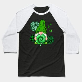 Irish Shamrock Tie Dye Lucky Gnome Happy St Patrick's Day Baseball T-Shirt